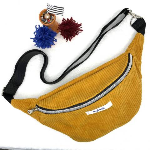 Sac Banane en Velours Ctel  Cration Artisanale Bretonne moutarde