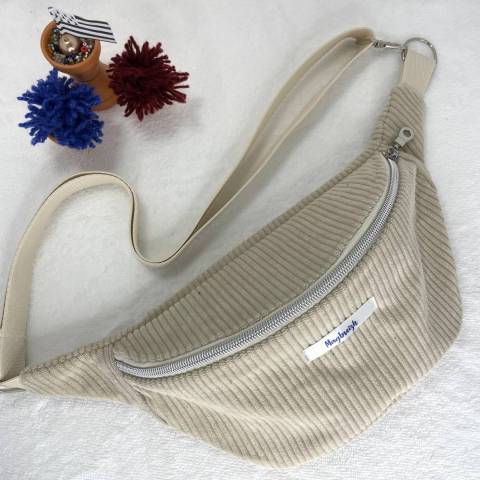Sac Banane en Velours Ctel  Fabrication Artisanale Bretonne beige