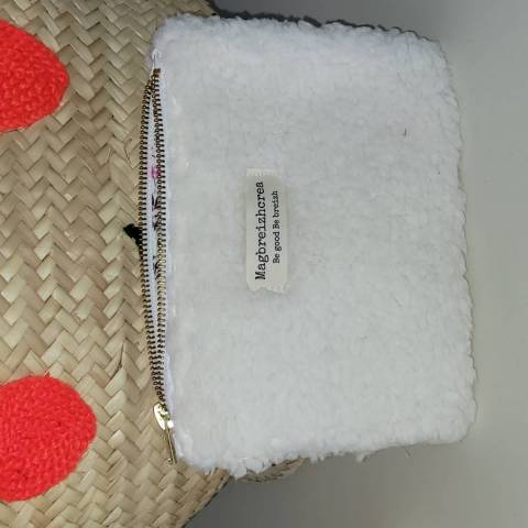 Pochette plate tissu moumoute blanc