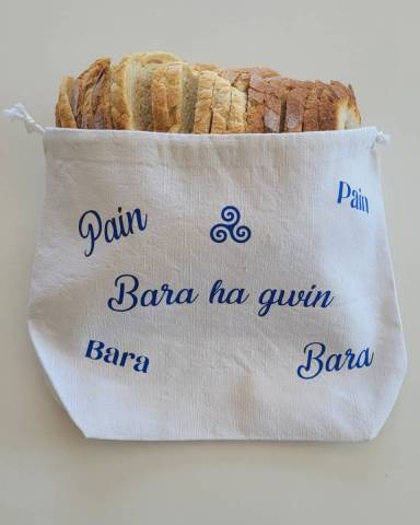 Sac  boule de pain doubl et rversible floqu
