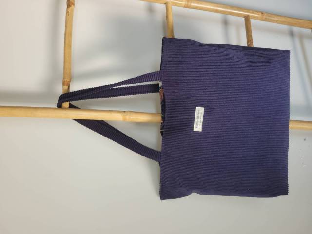 Sac cabas Carnac bleu marine velours cotel� 