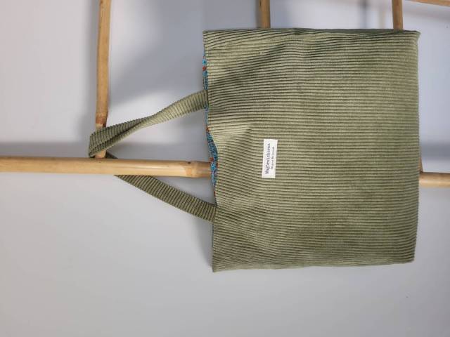 Sac cabas Carnac Kaki velours cotel� 