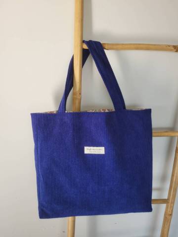 Sac cabas Carnac bleu roy velours cotel� 