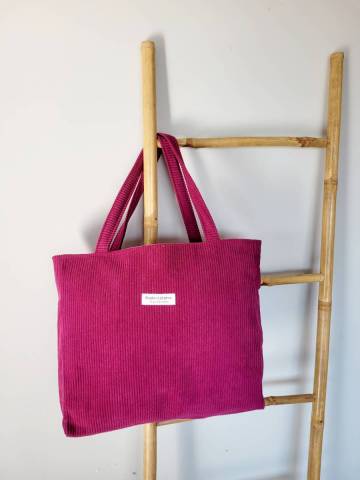 Sac cabas Carnac fuschia velours cotel� 