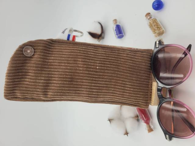 Etui lunettes Velours marron