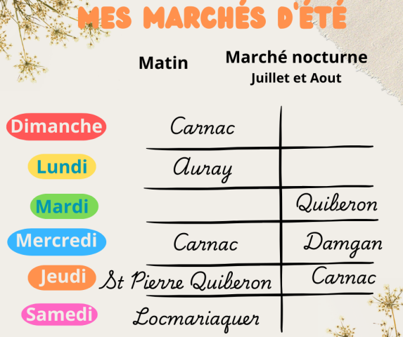 programme des marché d'été artisanat local