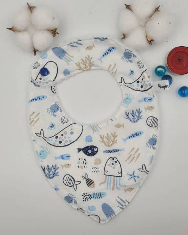 Bavoir Bandana pour B�b� �poissons Cr�ation Artisanale Bretonne